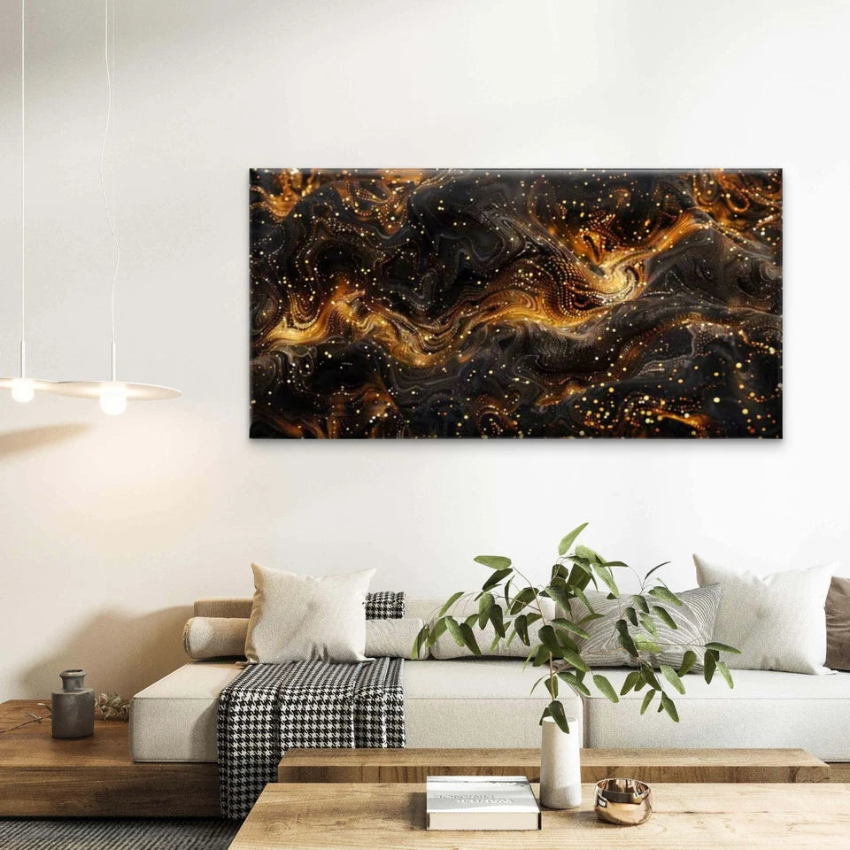 Molten Midnight Wall Art Canvas Office Home Room Framed 120x60cm - Bella Home Decor