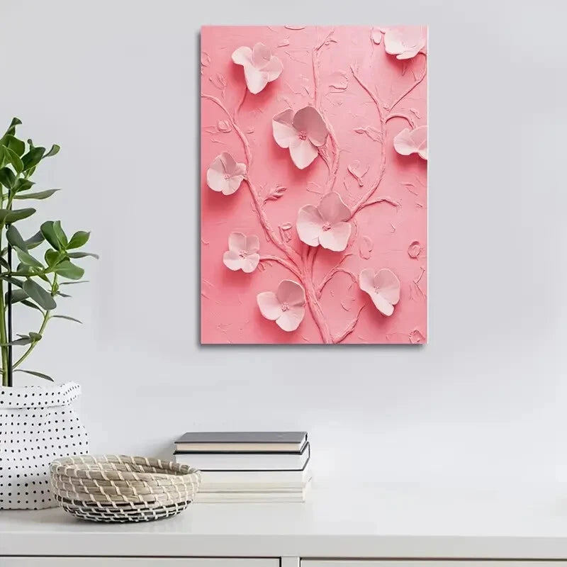 Featuring Four Vibrant Pink Ghost Designs Painting 40x60cm Metal Print Ready to Hang