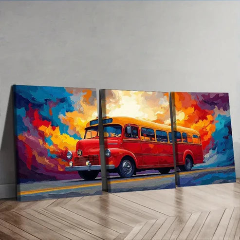 3pcs Style, Bus Wall Art Set Canvas Unframed – High Quality Print 100% Australian Made Wall Canvas