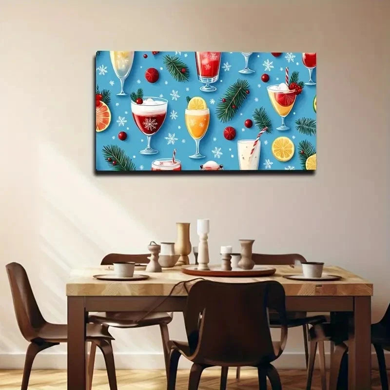 Pine Branches & Citrus Slices Wall Art Canvas Office Home Room Framed 120x60cm