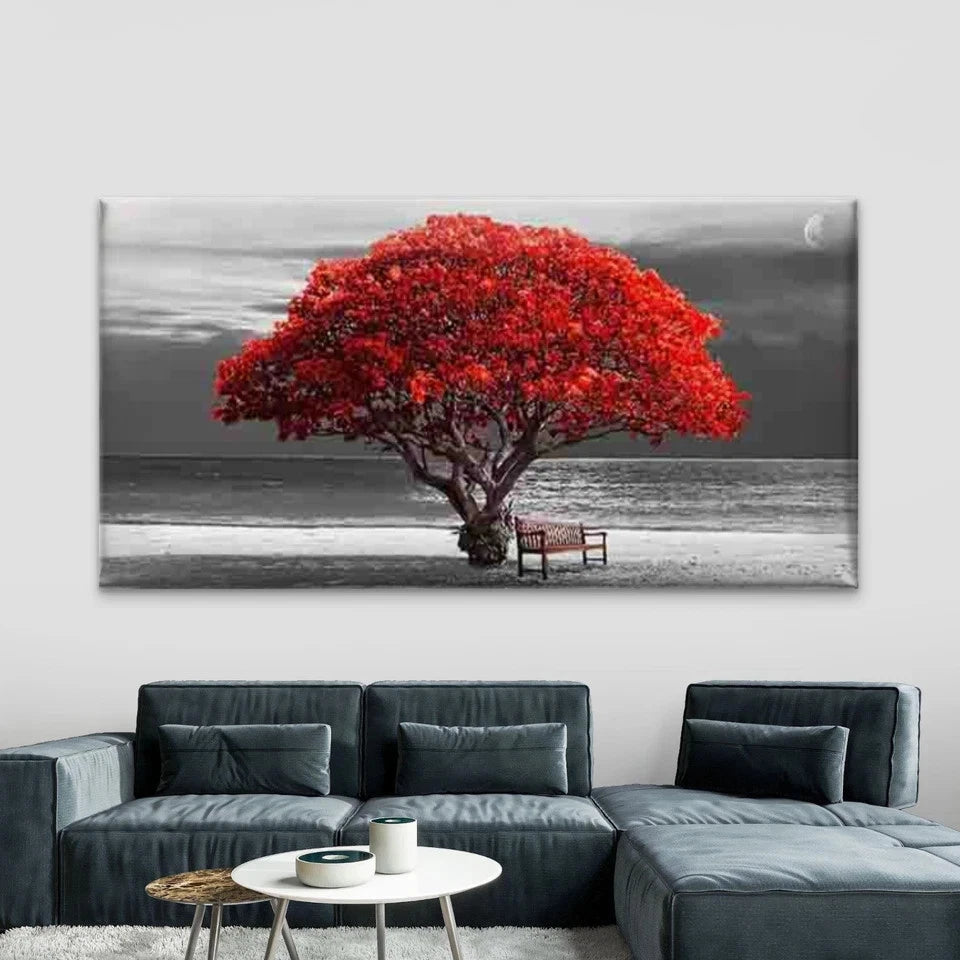 Red Mangrove and Beach Wall Art Canvas Office Home Room Framed 120x60cm