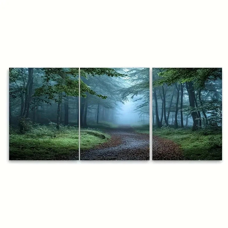 3pcs Enchanting Misty Woodland Canvas U  Wall Art Set Canvas Framed 50x70cm - High Quality Print 100% Australian Made Wall Canvas Ready to Hang