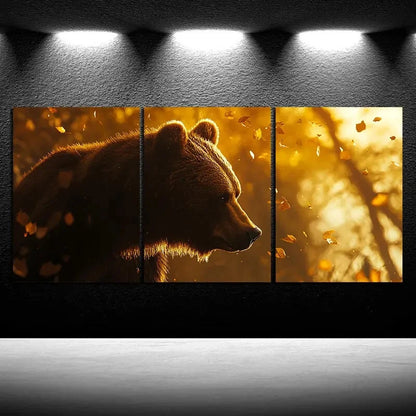 3pcs Featuring Bears in a Forest Metal Print Ready to Hang Art - Bella Home Decor