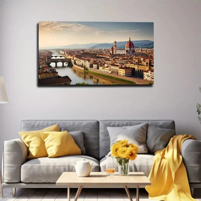 Victorian Cityscape Wall Art Canvas Office Home Room Framed 120x60cm