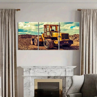 3pcs Bulldozer & Excavator in Action Wall Art Set Canvas Framed 40x60cm - High Quality Print 100% Australian Made Wall Canvas Ready to Hang