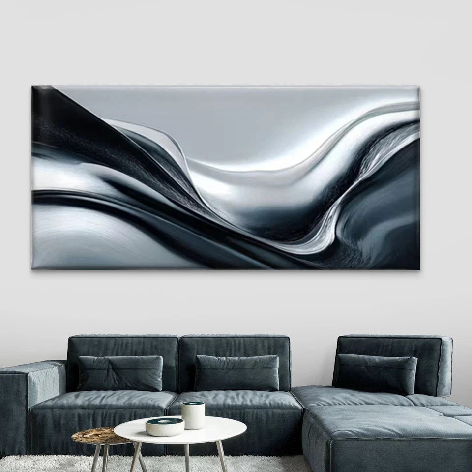 Abstract Monochrome Lines Wall Art Canvas Office Home Room Framed 120x60cm