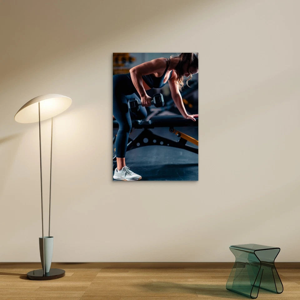 Dumbbell Row Gym 5mm thick Plastic Poster Ready to Hang 90x60cm