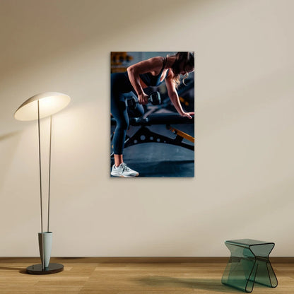 Dumbbell Row Gym 5mm thick Plastic Poster Ready to Hang 90x60cm