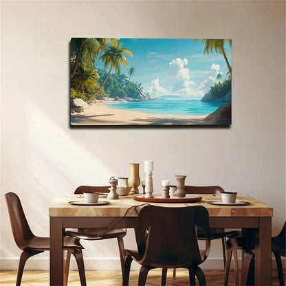 Summer Coast Scenery Nature Wall Art Canvas Office Home Room Framed 120x60cm