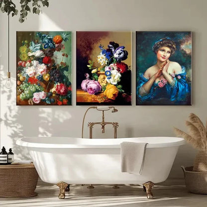 3pcs Creative Fantasy Modern Lady Florals Blue Wall Art Set Canvas Unframed - High Quality Print 100% Australian Made Wall Canvas - Bella Home Decor