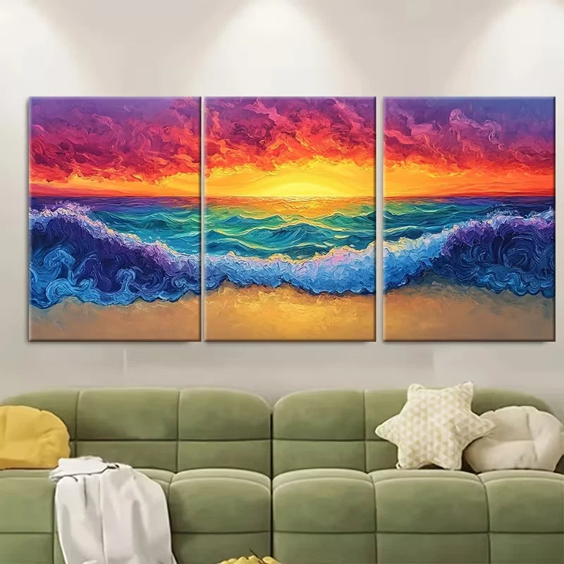 3pcs Sunset Beach Tropical Seascape Metal Print Ready to Hang Art