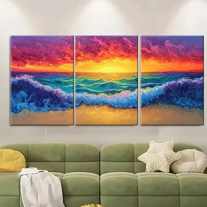 3pcs Sunset Beach Tropical Seascape Metal Print Ready to Hang Art