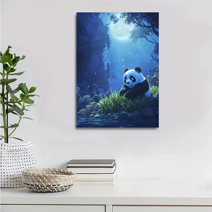 Whimsical Panda Underwater Scene With Coral Painting 40x60cm Metal Print Ready to Hang - Bella Home Decor