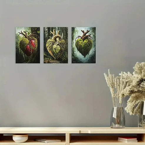 3pcs Vibrant Forest Heart Designs  Wall Art Set Canvas Unframed - High Quality Print 100% Australian Made Wall Canvas