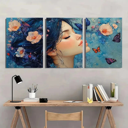3pcs Abstract Flowers And Butterflies Perfect Wall Art Set Canvas Framed 40x60cm - High Quality Print 100% Australian Made Wall Canvas Ready to Hang - Bella Home Decor