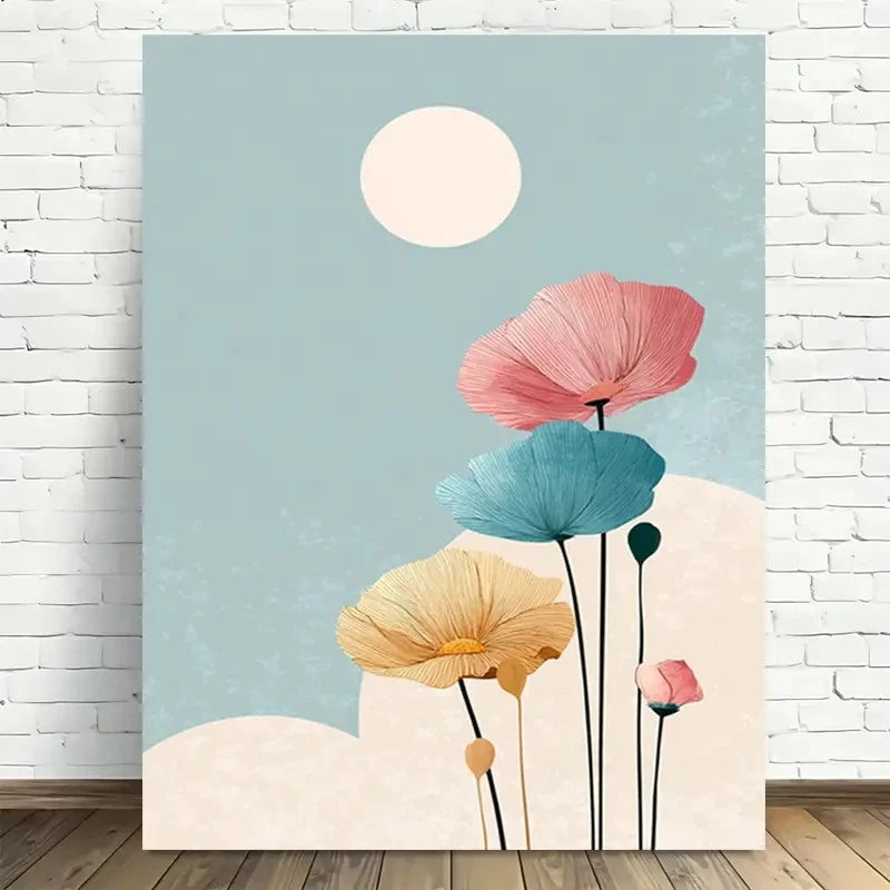 Beautiful Modern Minimalist Floral Painting 40x60cm Metal Print Ready to Hang - Bella Home Decor