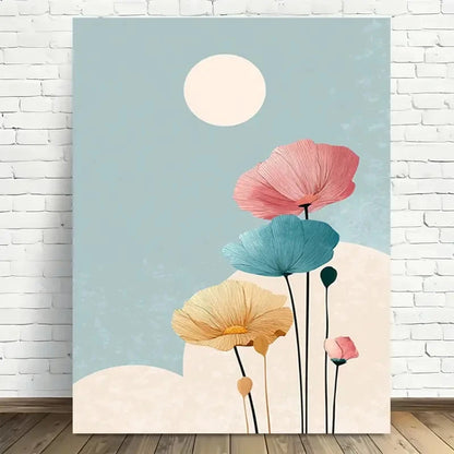 Beautiful Modern Minimalist Floral Painting 40x60cm Metal Print Ready to Hang - Bella Home Decor