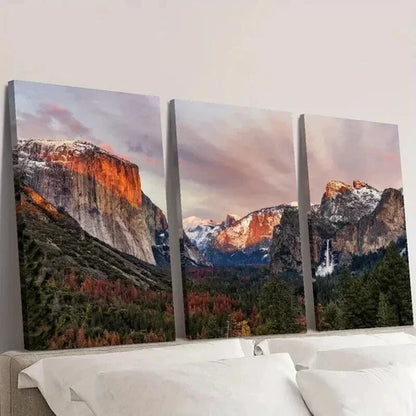 3pcs Brown and White Mountains Scenery Wall  Art Set Canvas Unframed - High Quality Print 100% Australian Made Wall Canvas - Bella Home Decor