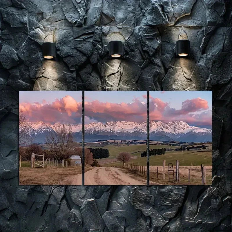 3pcs Dusk Mountain Road Scenic Metal Print Ready to Hang Art - Bella Home Decor