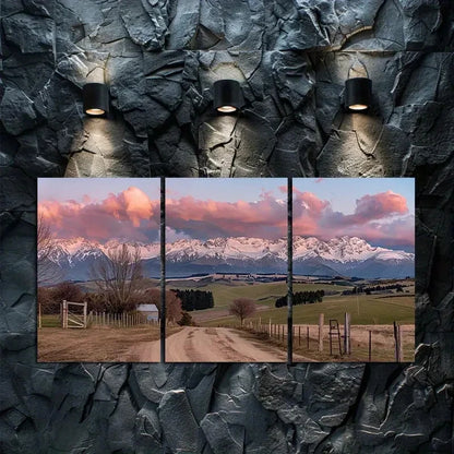 3pcs Dusk Mountain Road Scenic Metal Print Ready to Hang Art - Bella Home Decor