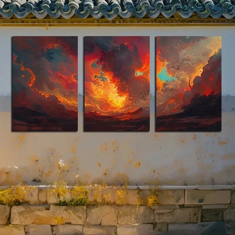 3pcs Vibrant Rotating Galaxies Design Wall Art Set Canvas Framed 50x70cm - High Quality Print 100% Australian Made Wall Canvas Ready to Hang - Bella Home Decor