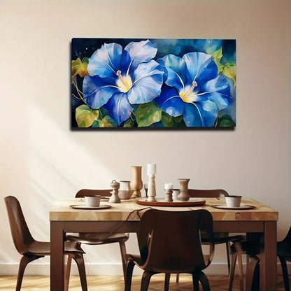 Elegant Blue Trumpet Flowers Wall Art Canvas Office Home Room Framed 120x60cm