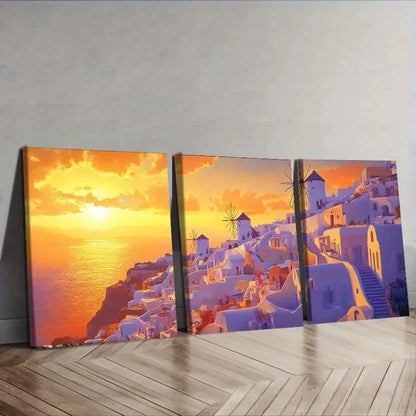 3pcs Elegant White & Blue Lighthouse EWBL  Wall Art Set Canvas Framed 50x70cm - High Quality Print 100% Australian Made Wall Canvas Ready to Hang