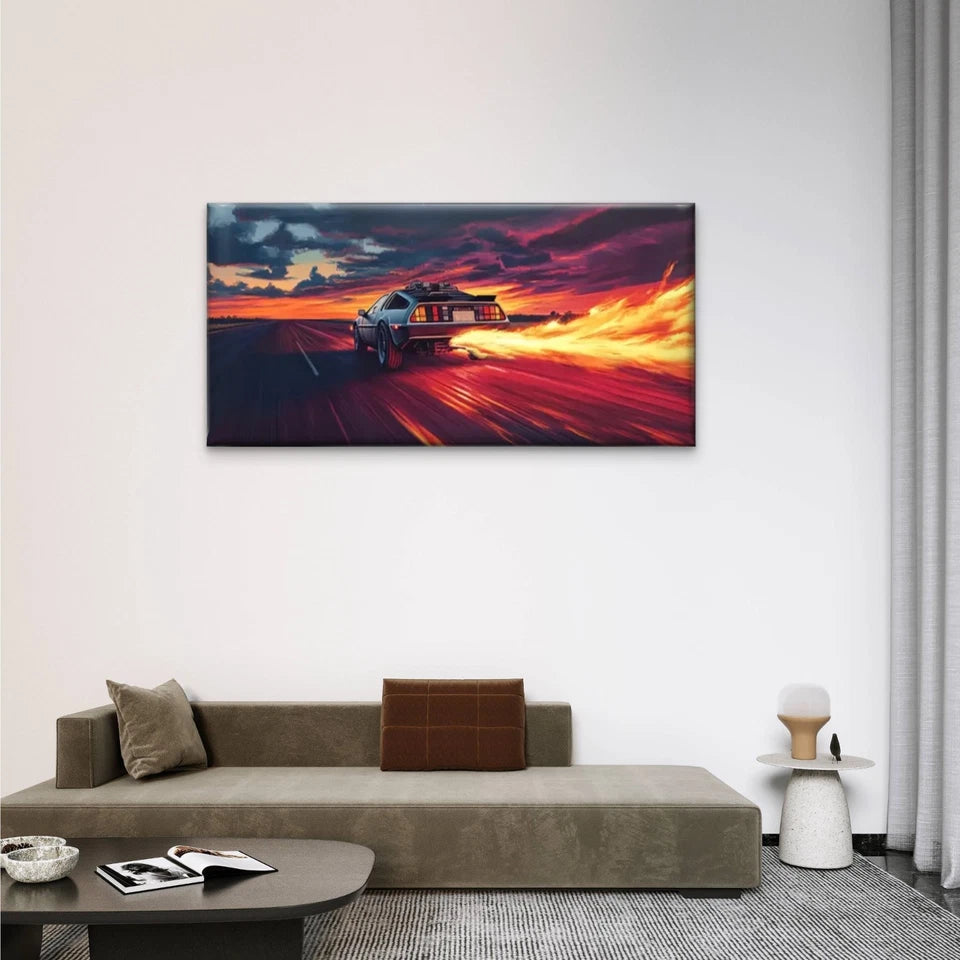 Car Dramatic Cloud Perfect Wall Art Canvas Office Home Room Framed 120x60cm