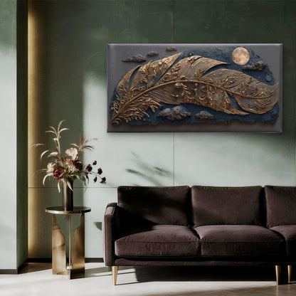 Gilded Flight Under the Moon Wall Art Canvas Office Home Room Framed 120x60cm - Bella Home Decor