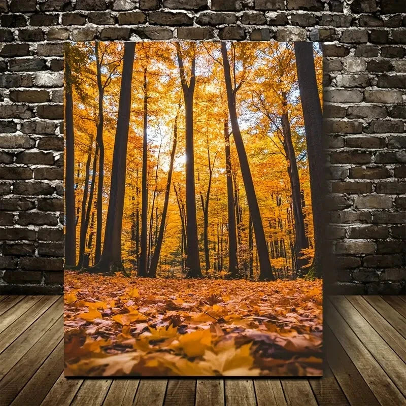 Vibrant Maple Tree Forest with Autumn Foliage 40x60cm Metal Print Ready to Hang - Bella Home Decor