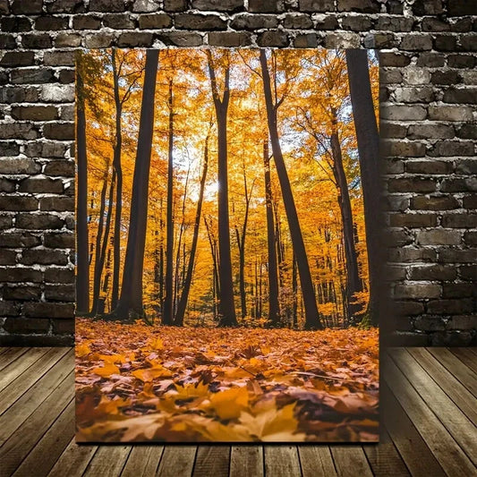 Vibrant Maple Tree Forest with Autumn Foliage 40x60cm Metal Print Ready to Hang