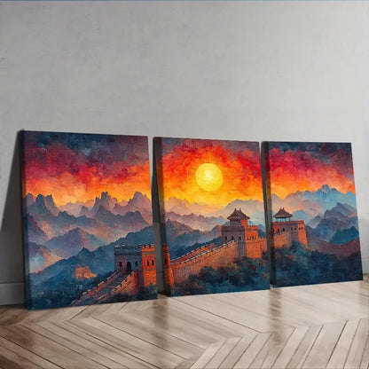 3pcs Vibrant Sunset Mountain Landscape Wall Art Set Canvas Framed 50x70cm - High Quality Print 100% Australian Made Wall Canvas Ready to Hang - Bella Home Decor