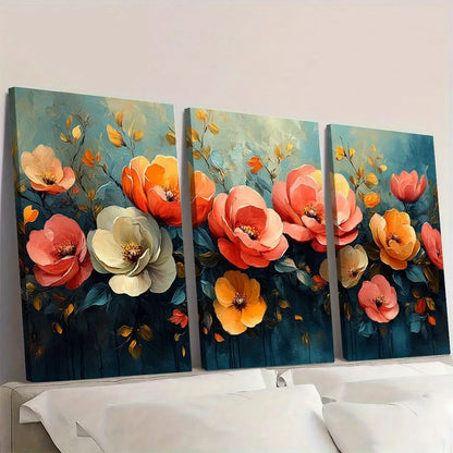 3pcs Colorful Abstract Desert Blooming Flowers Wall Art Set Canvas Framed 60x90cm - High Quality Print 100% Australian Made Wall Canvas Ready to Hang - Bella Home Decor