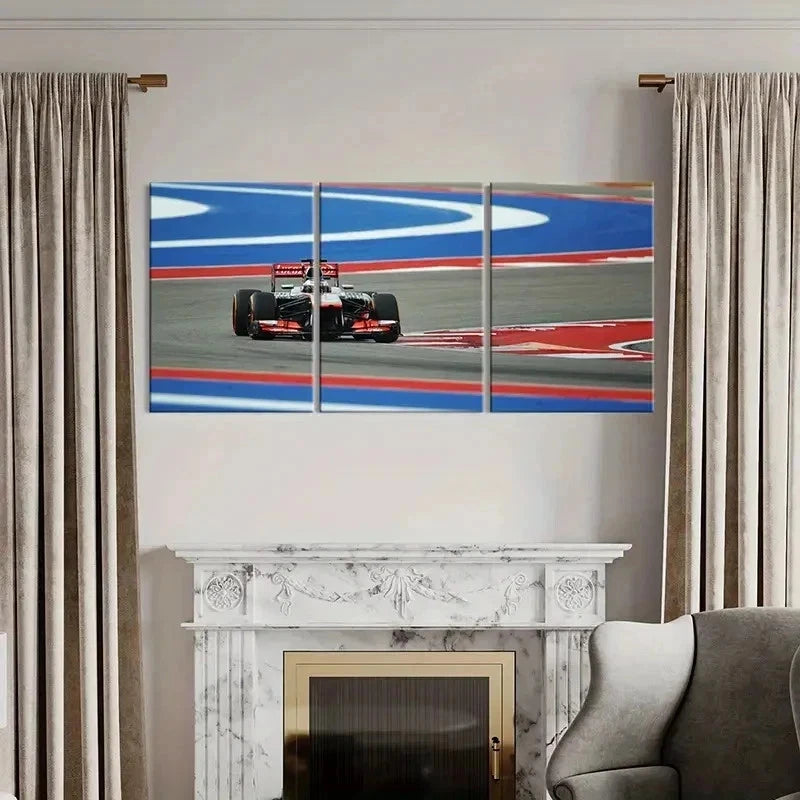 3pcs Formula 1 Racing Car Decoration Wall Art Set Canvas Framed 60x90cm - High Quality Print 100% Australian Made Wall Canvas Ready to Hang - Bella Home Decor