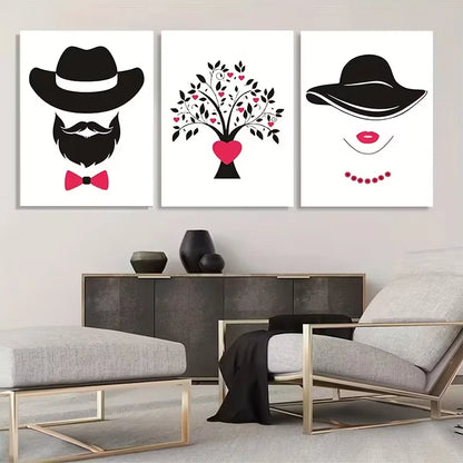 3pcs Black and white silhouettes Decor Wall Art Set Canvas Framed 60x90cm - High Quality Print 100% Australian Made Wall Canvas Ready to Hang - Bella Home Decor