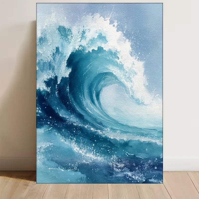 Vibrant Blue & White Ocean Scene 60x90cm Metal Print Ready to Hang