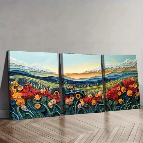 3pcs Farming Scene Wall Art Set Canvas Unframed – High Quality Print 100% Australian Made Wall Canvas - Bella Home Decor