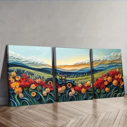 3pcs Farming Scene Wall Art Set Canvas Unframed – High Quality Print 100% Australian Made Wall Canvas - Bella Home Decor