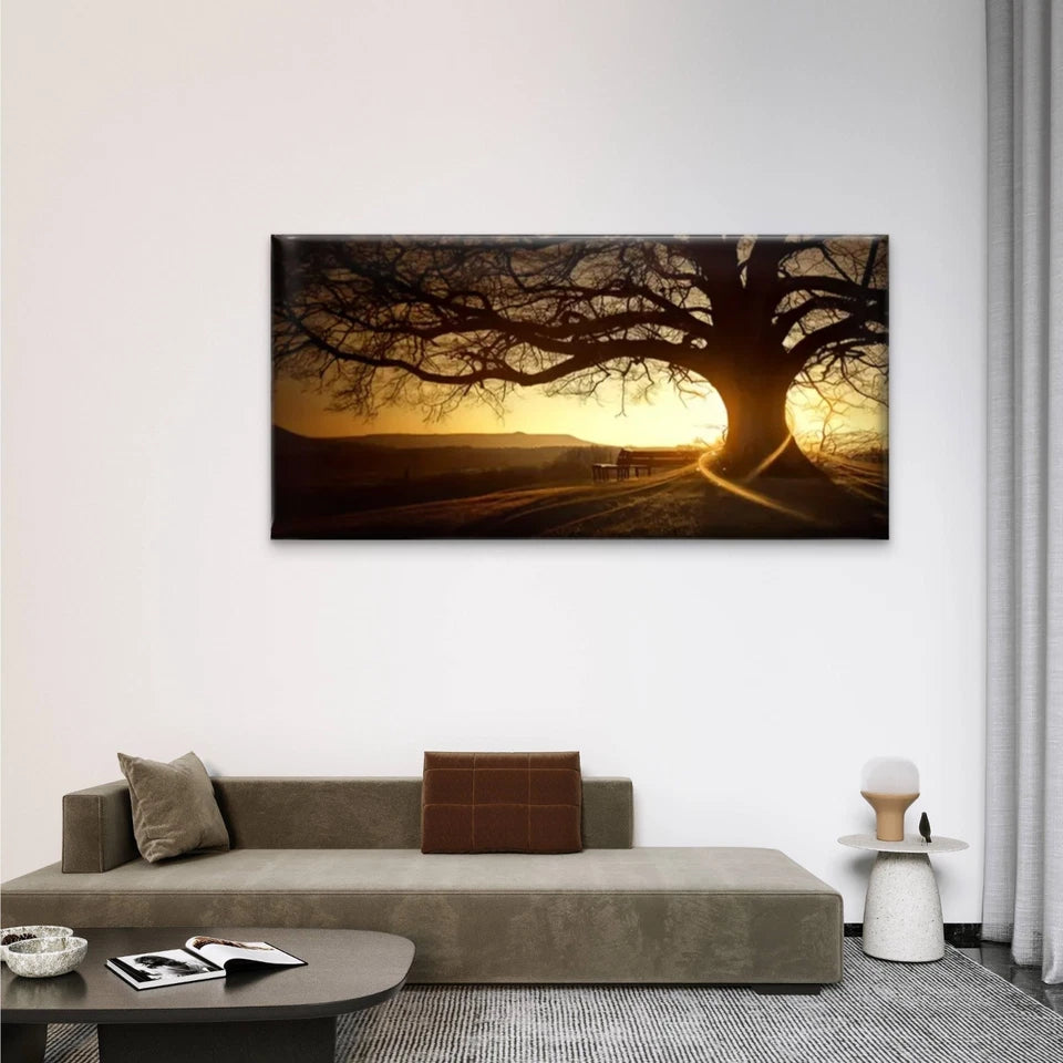 Trees The Sun Shining Narure Wall Art Canvas Office Home Room Framed 120x60cm
