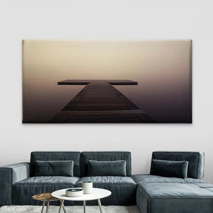 Mysterious Wooden Pier Wall Art Canvas Office Home Room Framed 120x60cm