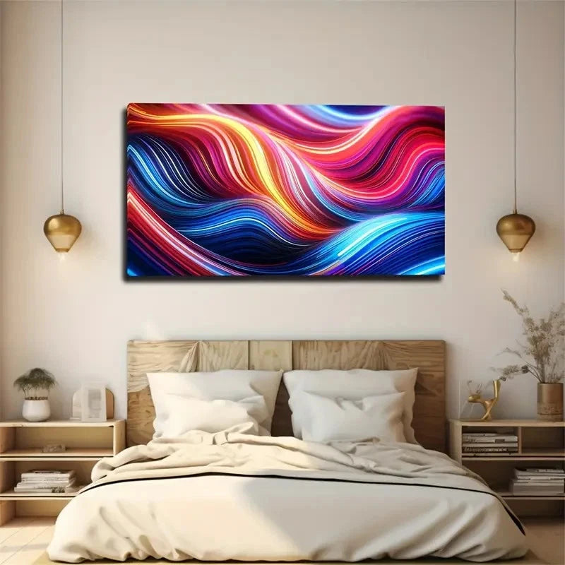 Colorful Swirling Design Décor Wall Art Canvas Office Home Room Framed 120x60cm