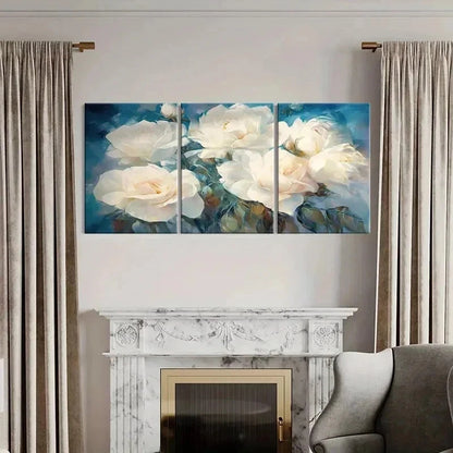 3pcs Beautiful White Roses Vintage Wall Art Set Canvas Framed 40x60cm - High Quality Print 100% Australian Made Wall Canvas Ready to Hang - Bella Home Decor