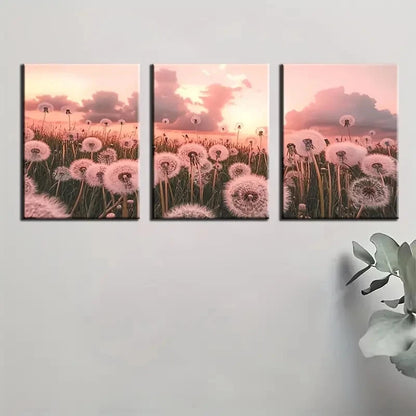 3pcs Pink & Purple Sunset Meadow Wall Art Set Canvas Framed 40x60cm - High Quality Print 100% Australian Made Wall Canvas Ready to Hang