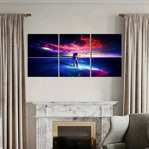 3pcs Space Astronaut Planet Art Painting Wall Art Canvas Unframed - High Quality Print 100% Australian Made Wall Canvas