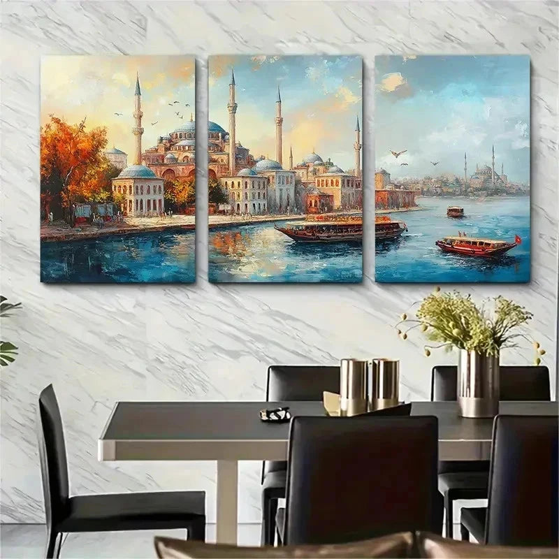 3pcs Turkish Travel Décor Beauty Perfect Wall Art Set Canvas Framed 50x70cm - High Quality Print 100% Australian Made Wall Canvas Ready to Hang