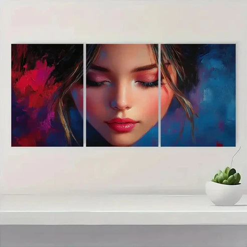 3pcs Beautiful Girl Wall Art Canvas Unframed - High Quality Print 100% Australian Made Wall Canvas - Bella Home Decor