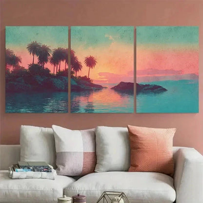 3pcs Retro Ocean Seascape Antique Perfect Wall Art Set Canvas Framed 40x60cm - High Quality Print 100% Australian Made Wall Canvas Ready to Hang