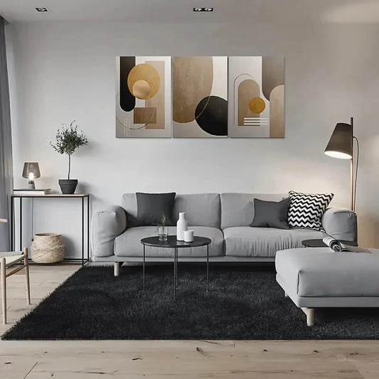 3pcs Minimalist Geometric Modern Abstract Wall Art Set Canvas Framed 60x90cm - High Quality Print 100% Australian Made Wall Canvas Ready to Hang