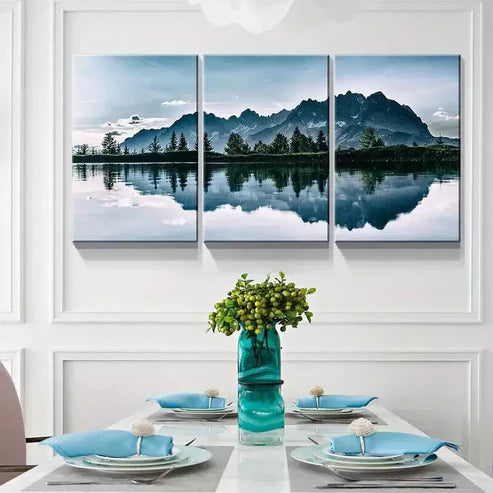 3pcs Turquoise Lake and Mountain Landscape Wall Art Canvas Unframed - High Quality Print 100% Australian Made Wall Canvas