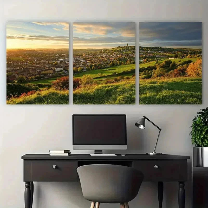 3pcs UK England Travel Somerset Lands Perfect Wall Art Set Canvas Framed 50x70cm - High Quality Print 100% Australian Made Wall Canvas Ready to Hang